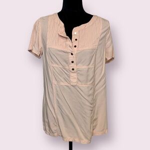 Sundance Peasant Popover Top 1/2 Button Up Peach Size Medium
